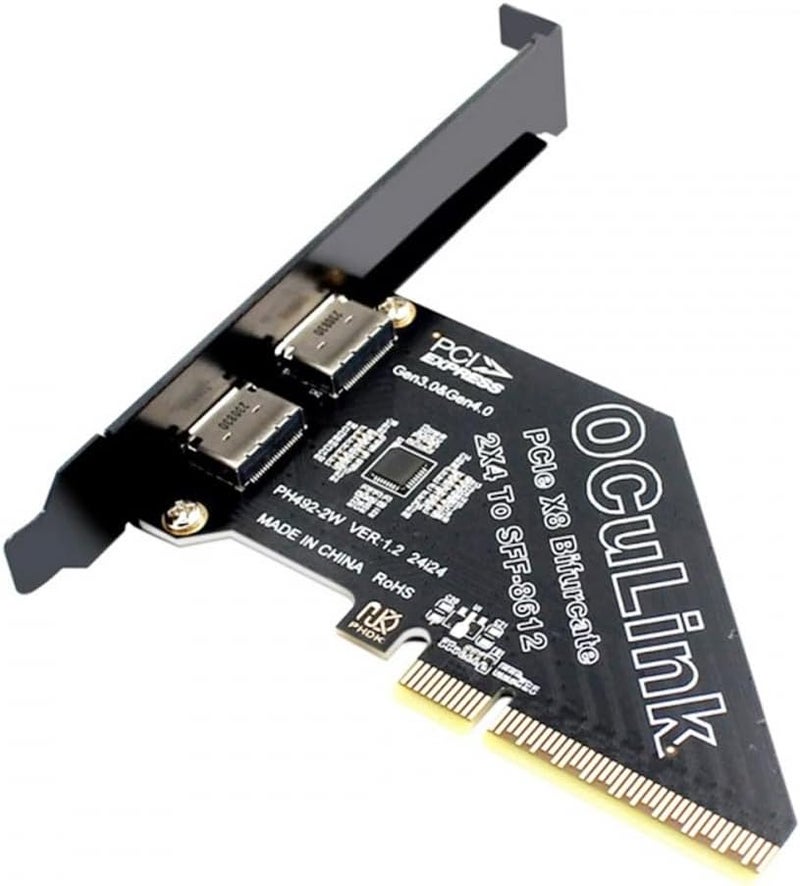 CY Adapter PCI-Express 4.0 PCIE 8X Detachable to Dual Oculink SFF-8612 SFF-8611 VROC Raid0 Adapter for U.2 SSD eGPU External Graphics Card Dock - Image 1